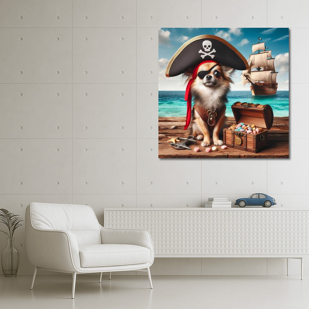 Chihuahua Pirate and the Treasure Chest: Sea Adventure on the Wall