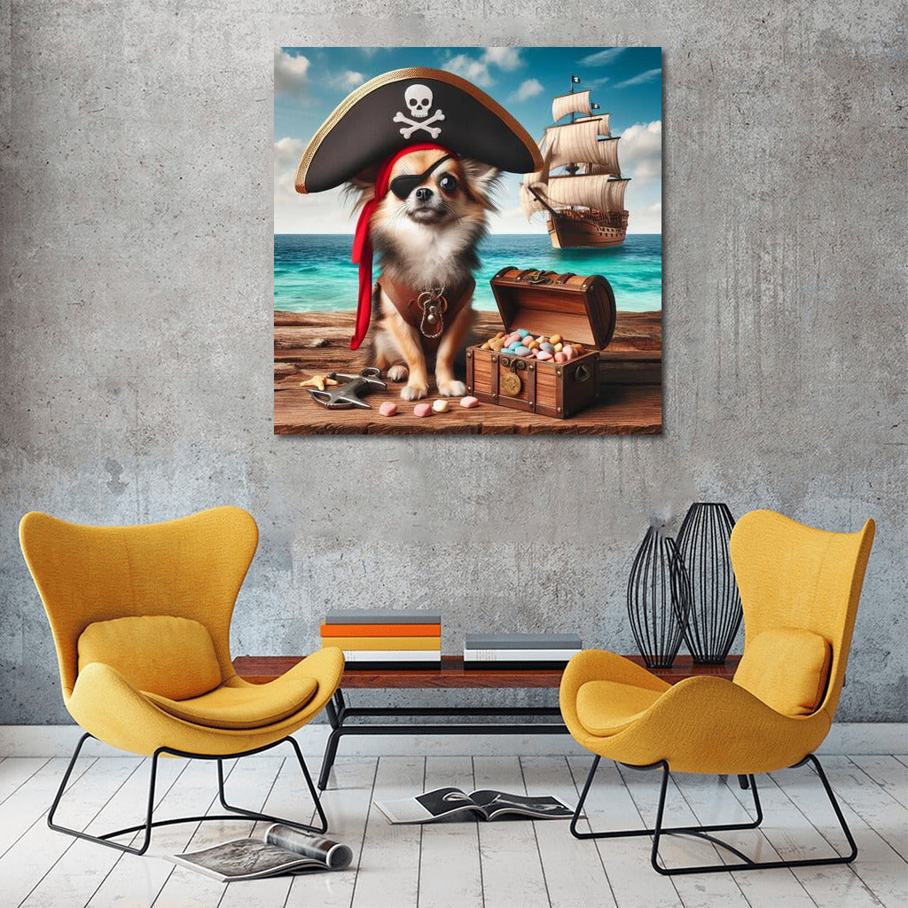 Chihuahua Pirate and the Treasure Chest: Sea Adventure on the Wall