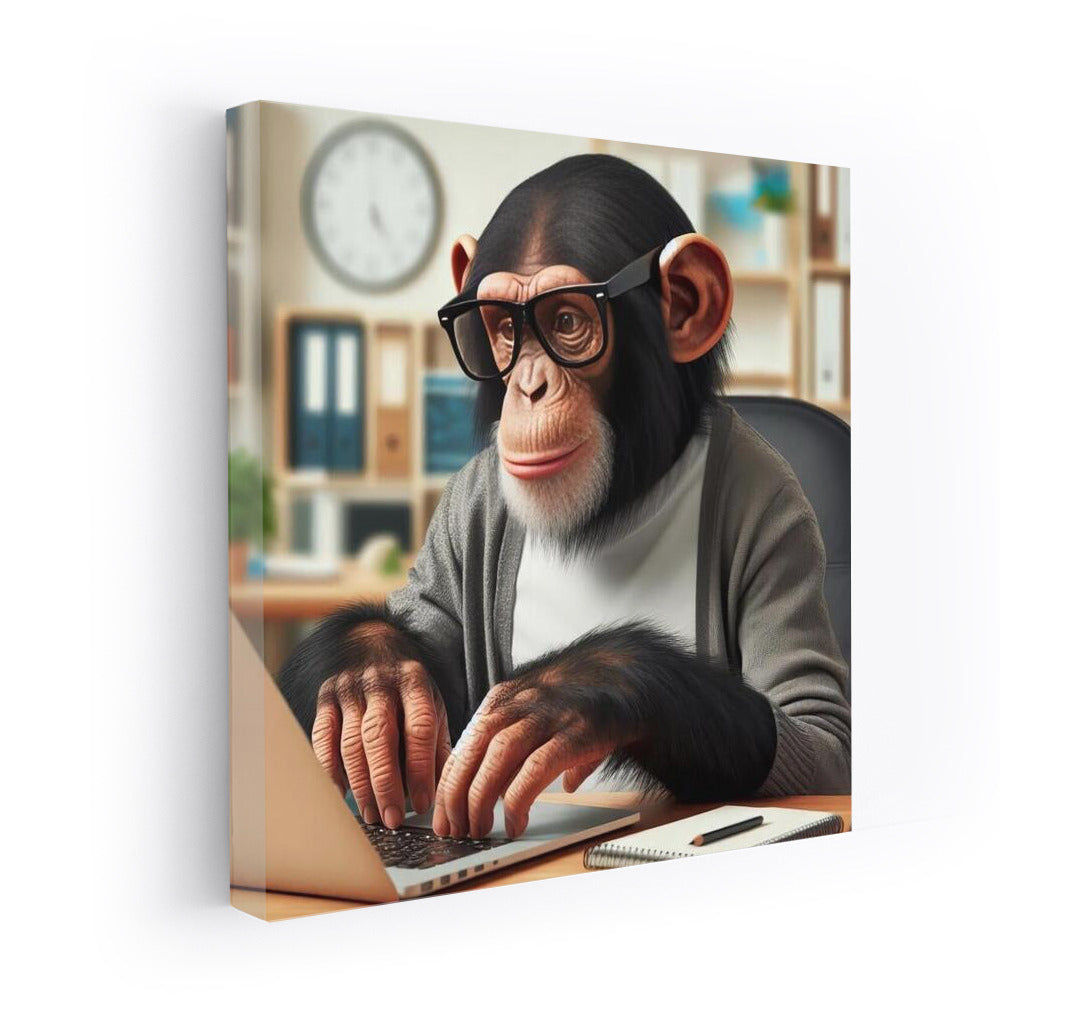 Productive Monkey in Glasses at a Laptop: A Funny Accent for the Interior