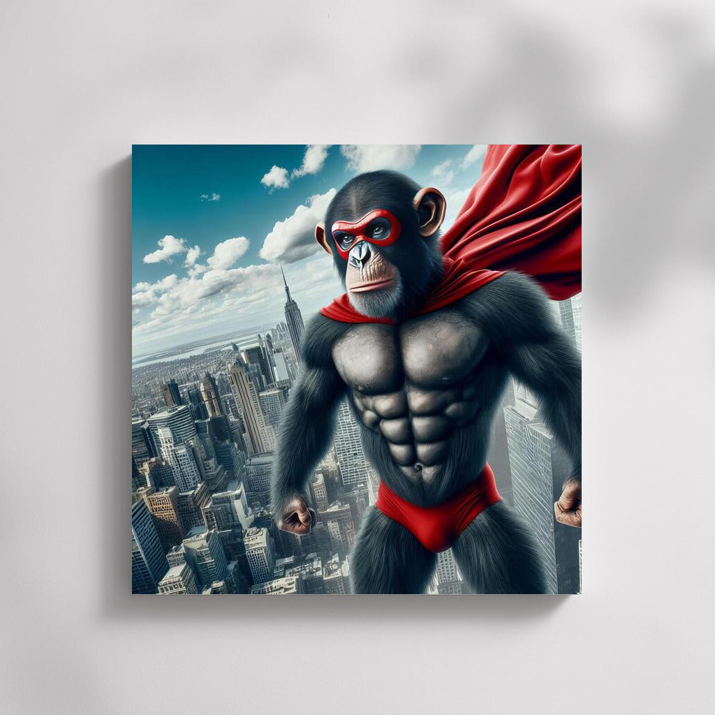 Brave Monkey Superhero in Flight: Wall Decoration for the Brave and Creative