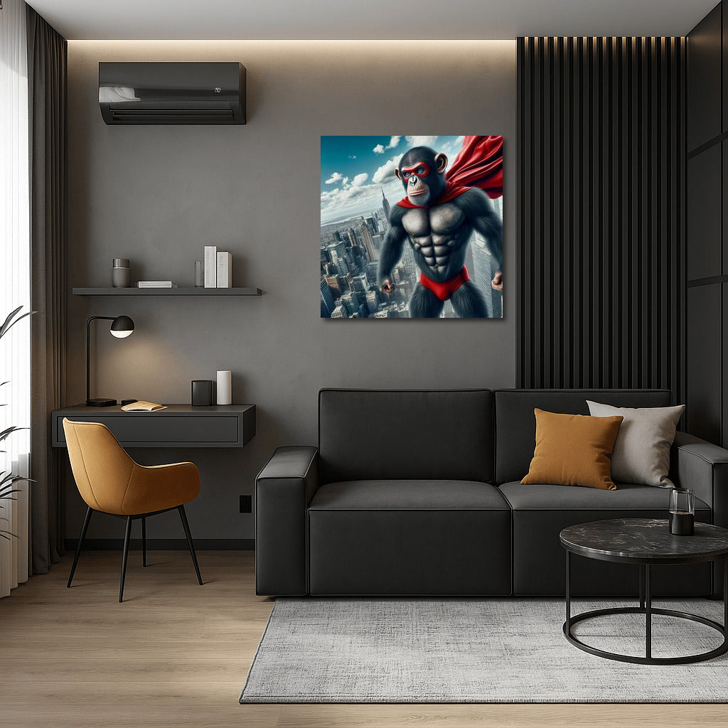 Brave Monkey Superhero in Flight: Wall Decoration for the Brave and Creative