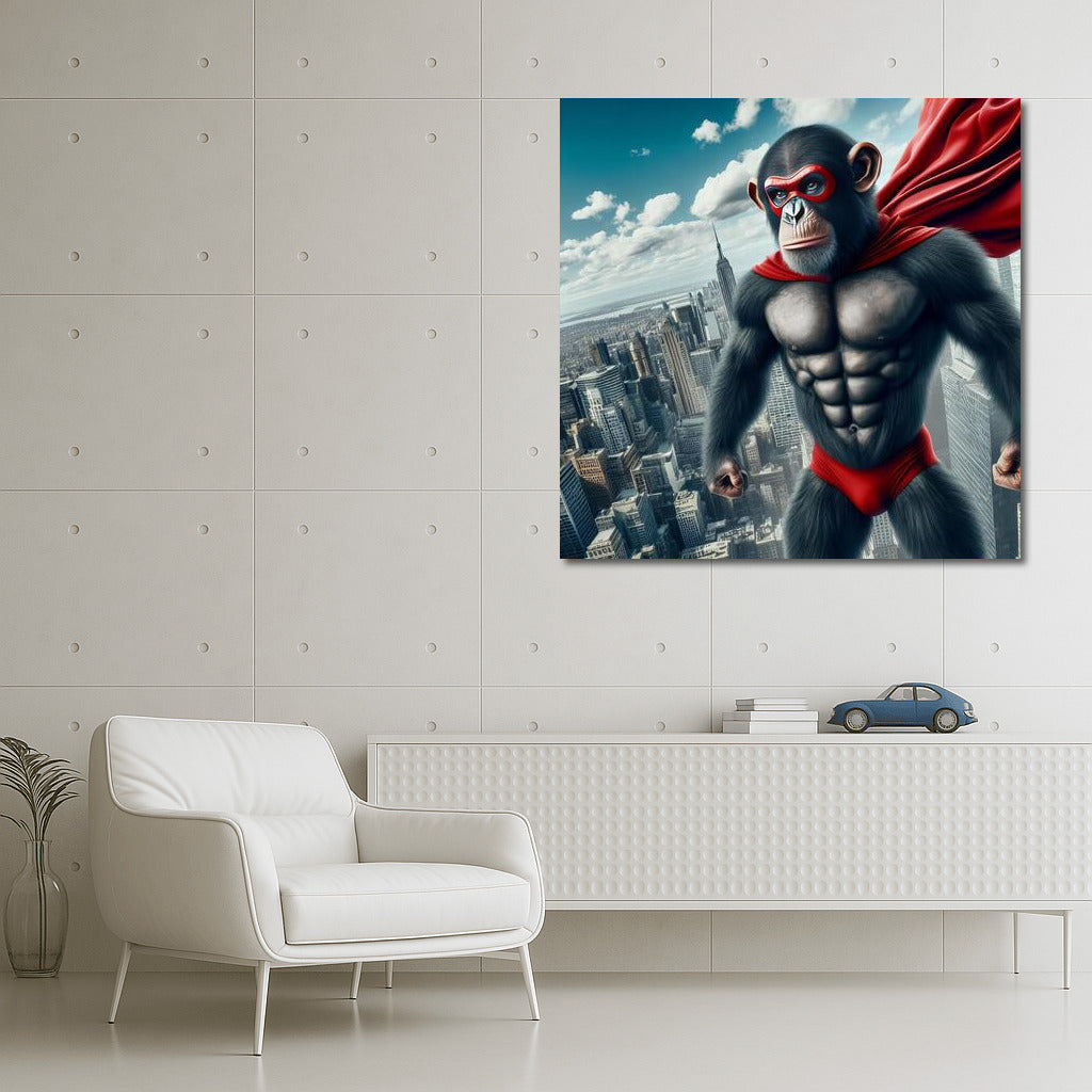 Brave Monkey Superhero in Flight: Wall Decoration for the Brave and Creative