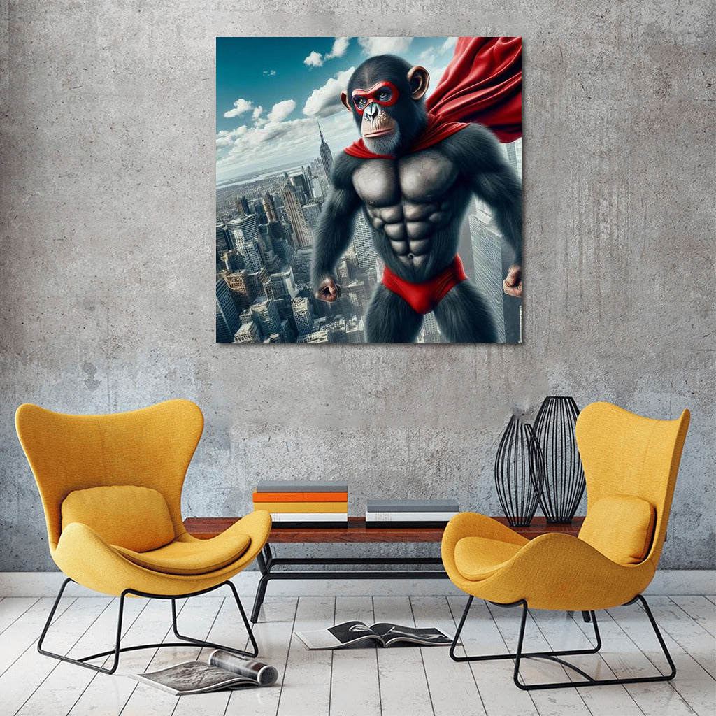 Brave Monkey Superhero in Flight: Wall Decoration for the Brave and Creative