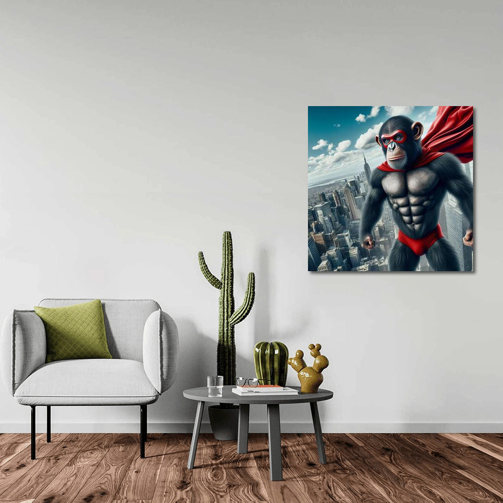 Brave Monkey Superhero in Flight: Wall Decoration for the Brave and Creative