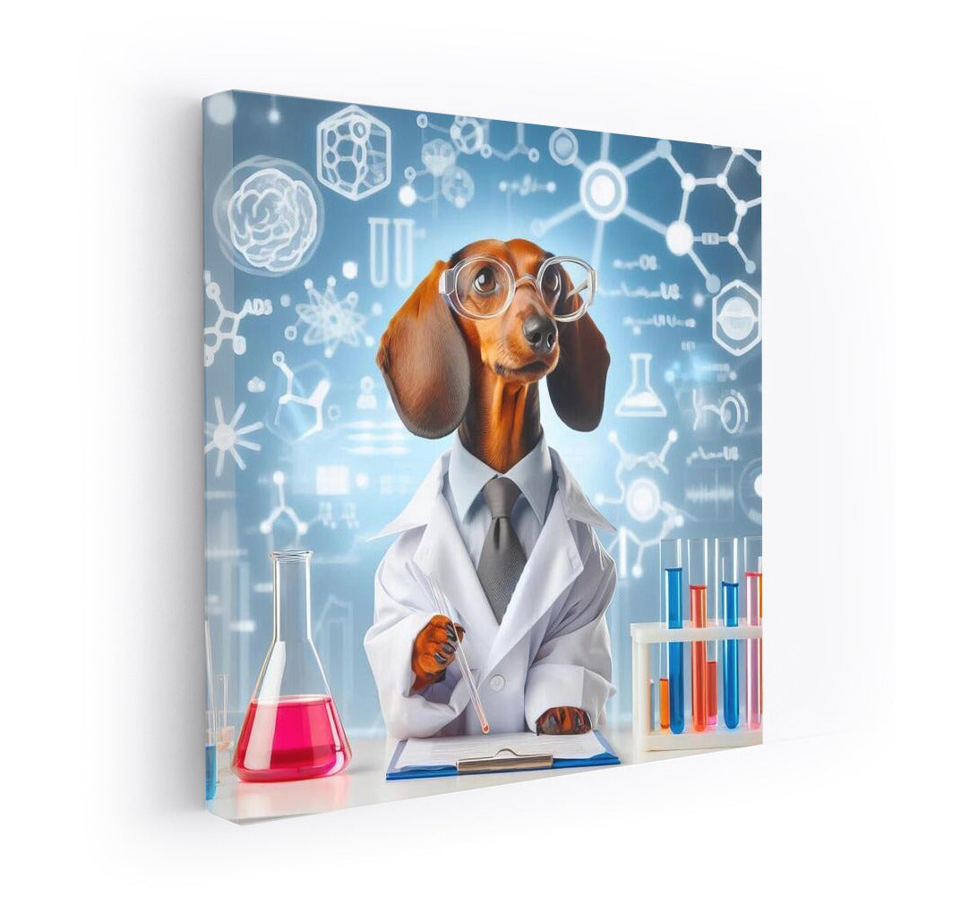 Dachshund Scientist in the Lab: Humorous Wall Art for Science Lovers