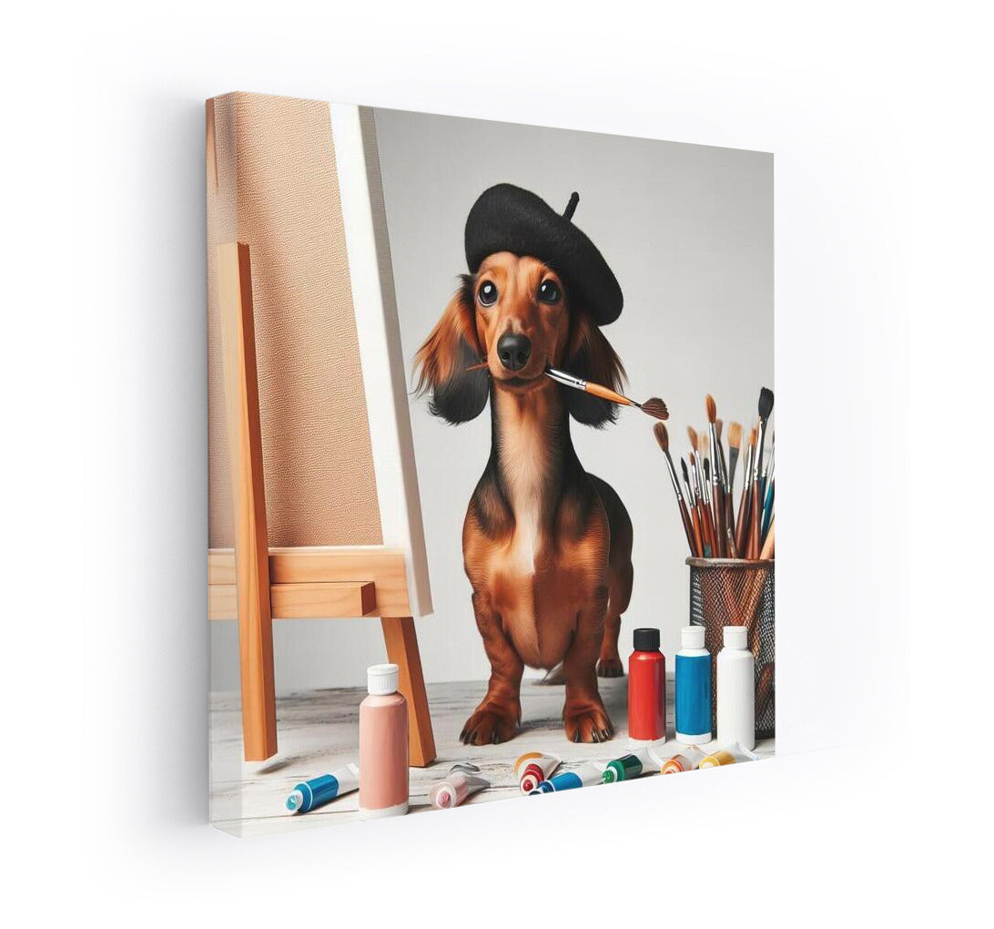 Creative Dachshund in Beret: Comfort and Creativity on Your Walls