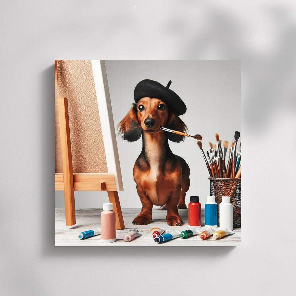 Creative Dachshund in Beret: Comfort and Creativity on Your Walls