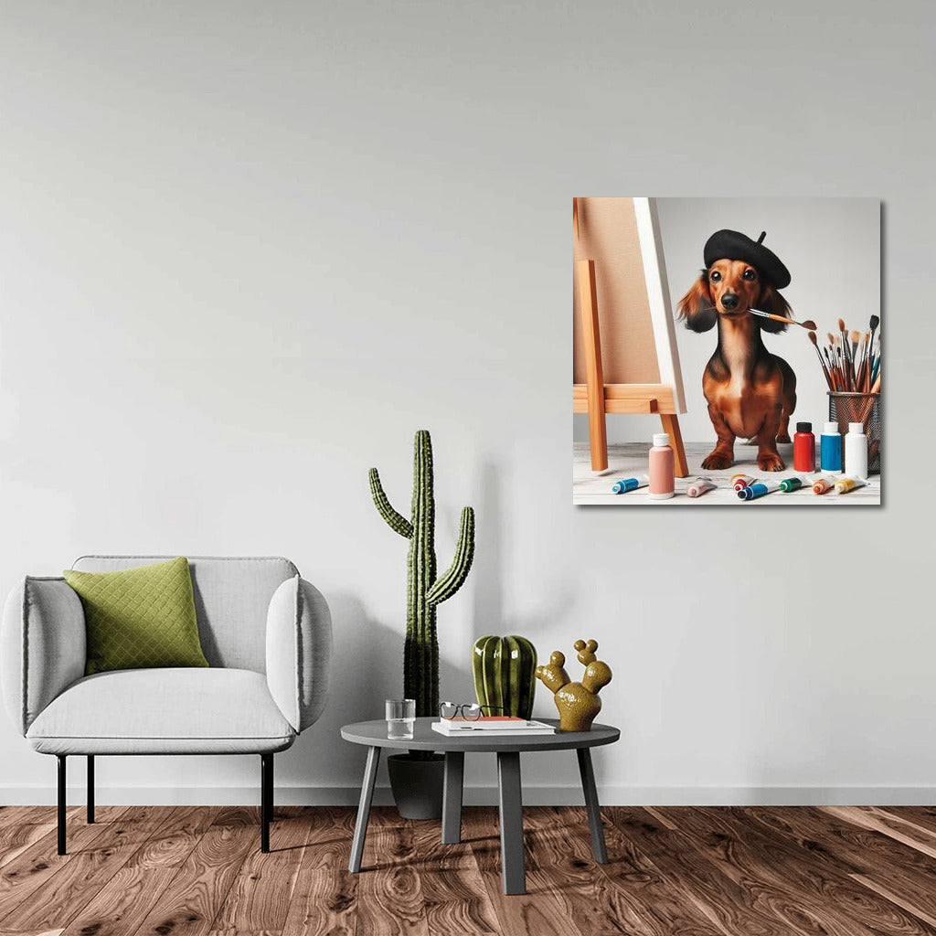 Creative Dachshund in Beret: Comfort and Creativity on Your Walls