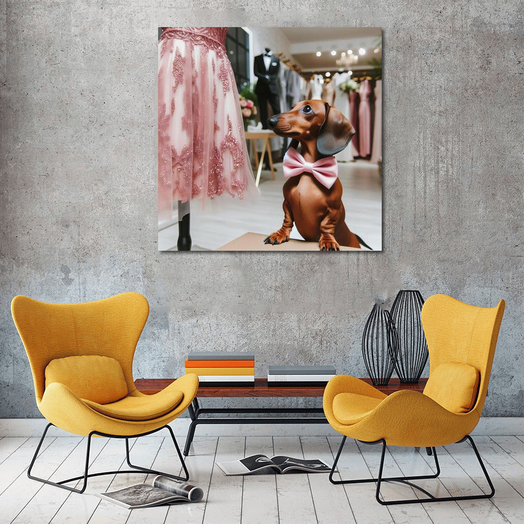 Fashionable Dachshund in a Bow Tie: Stylish Decor for Dress Lovers
