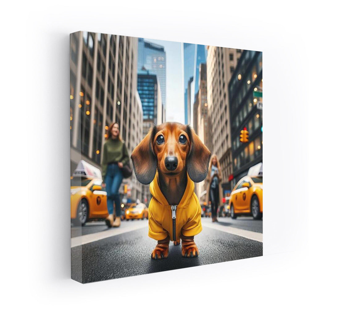 City Dachshund in a Yellow Jacket: A Bright Accent for Your Interior