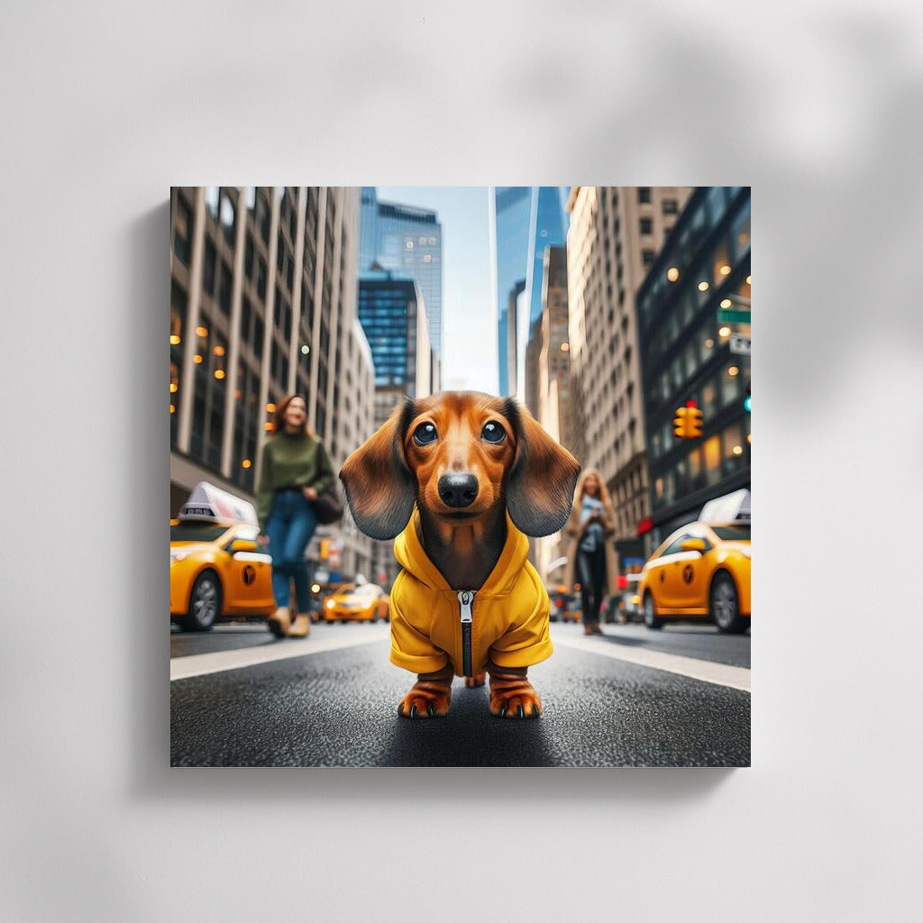 City Dachshund in a Yellow Jacket: A Bright Accent for Your Interior