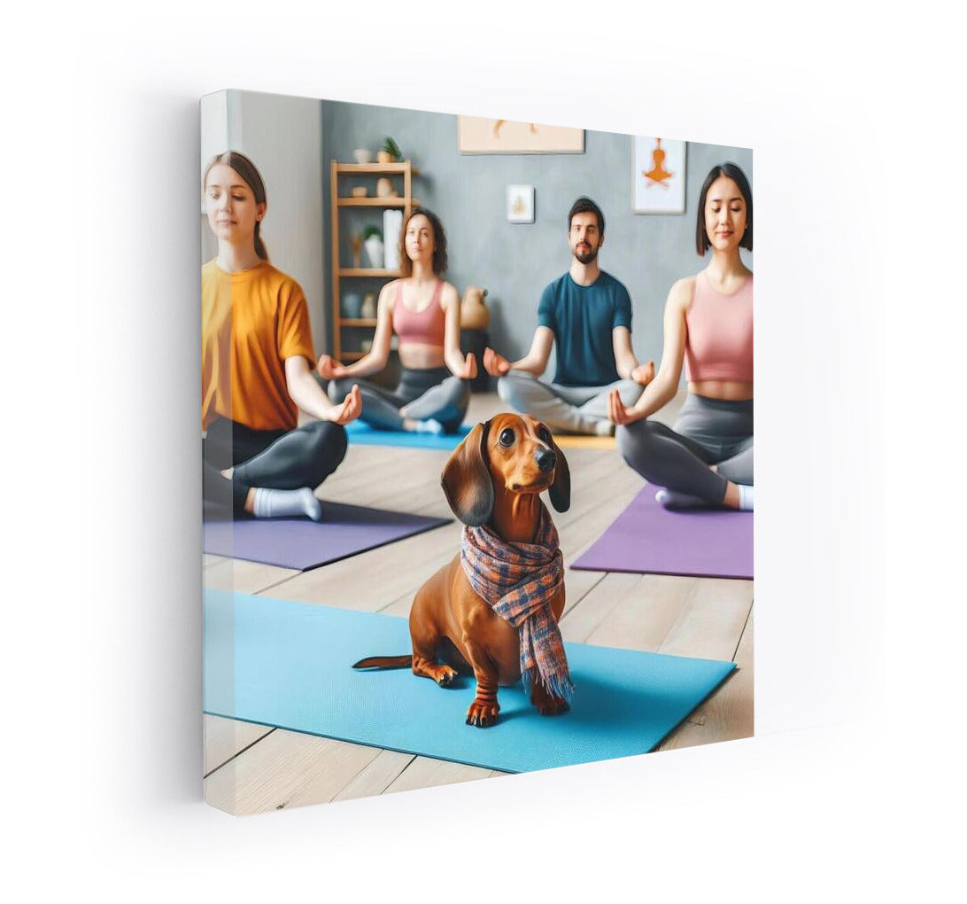 Dachshund in a Scarf: Yoga and Harmony in the Interior