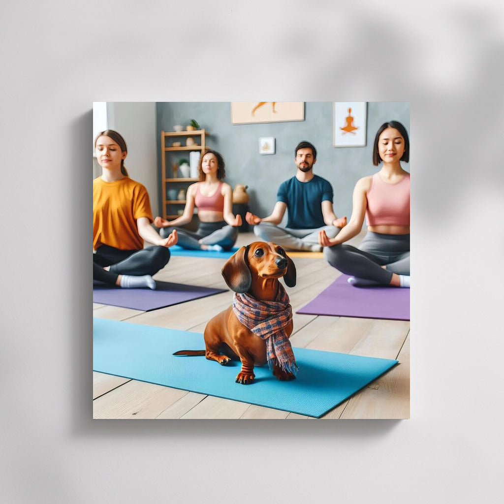Dachshund in a Scarf: Yoga and Harmony in the Interior