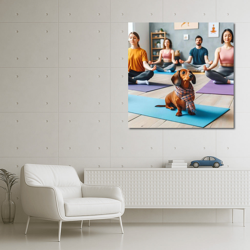 Dachshund in a Scarf: Yoga and Harmony in the Interior