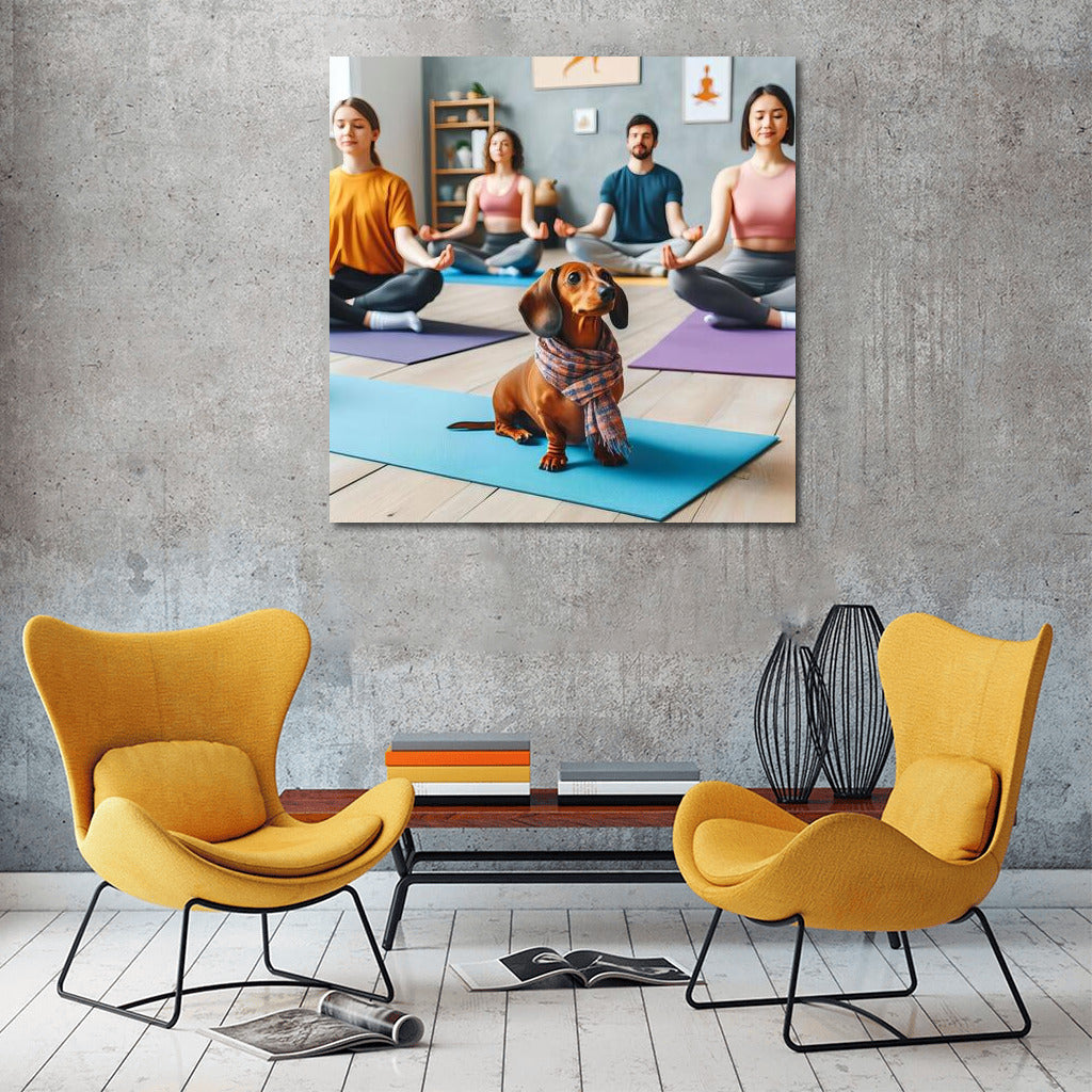 Dachshund in a Scarf: Yoga and Harmony in the Interior