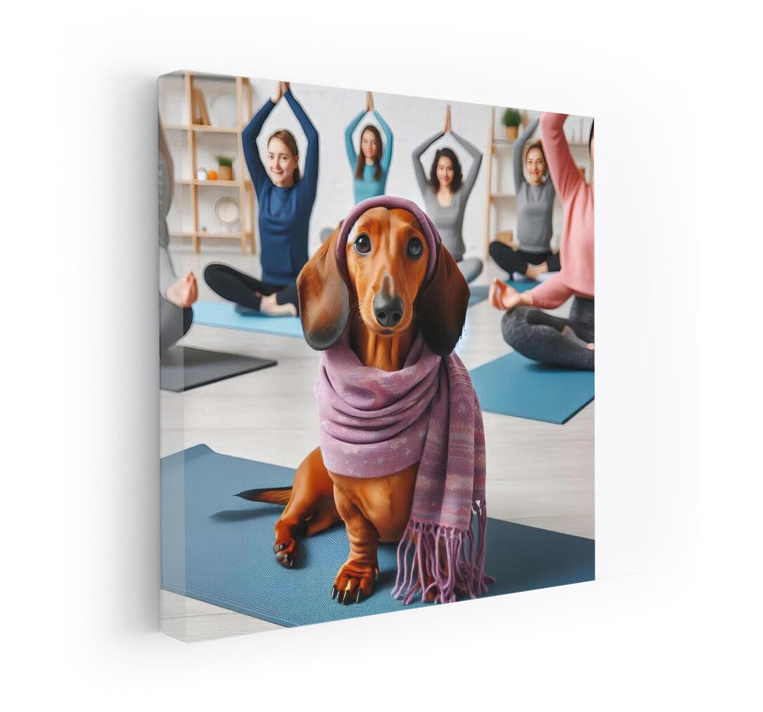Yoga Smile: Funny Dog in a Scarf for a Cozy Interior