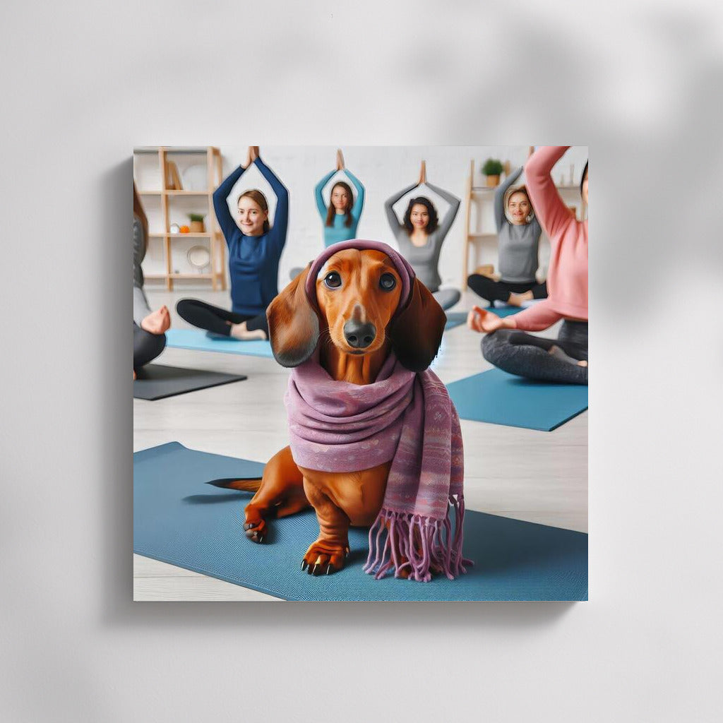 Yoga Smile: Funny Dog in a Scarf for a Cozy Interior