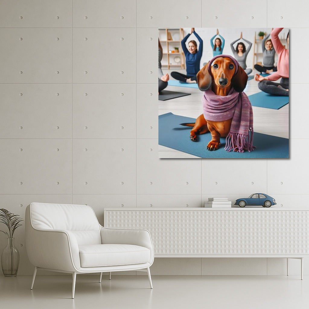 Yoga Smile: Funny Dog in a Scarf for a Cozy Interior