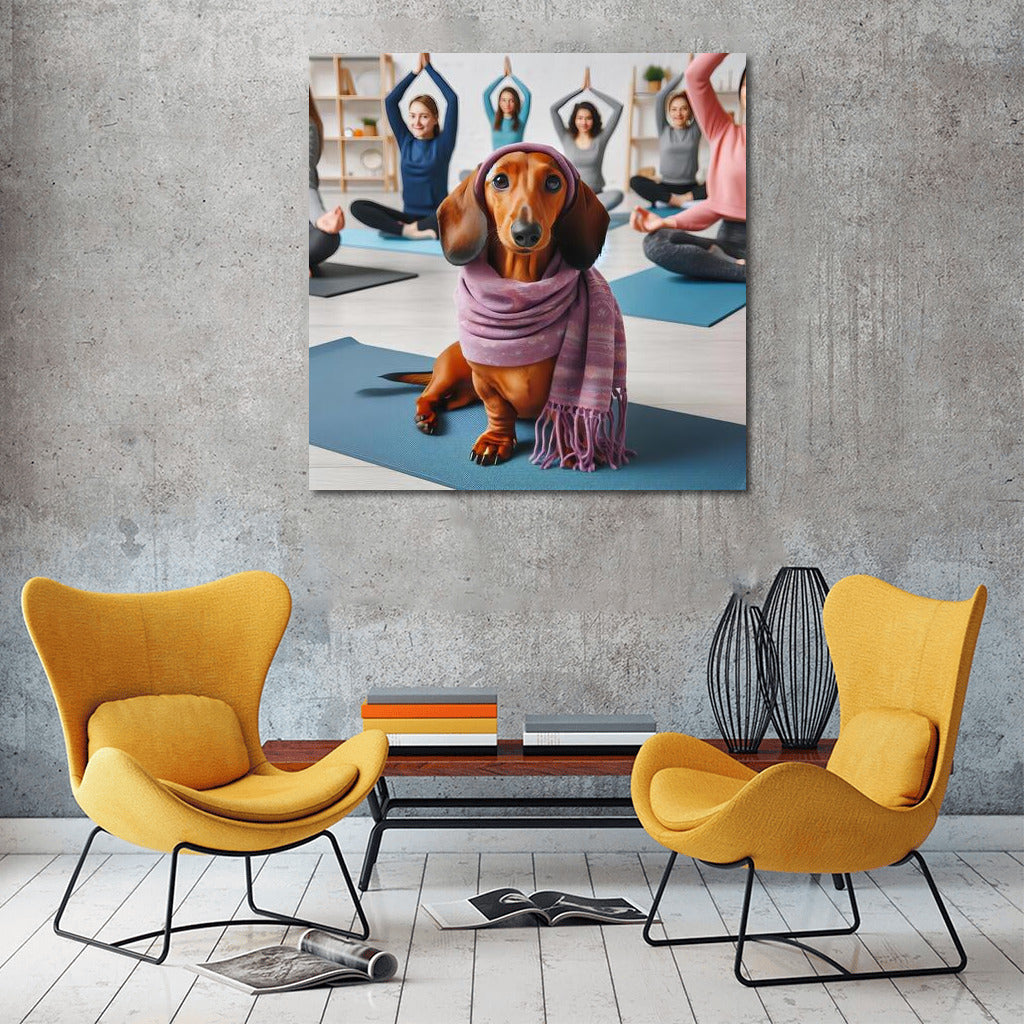 Yoga Smile: Funny Dog in a Scarf for a Cozy Interior