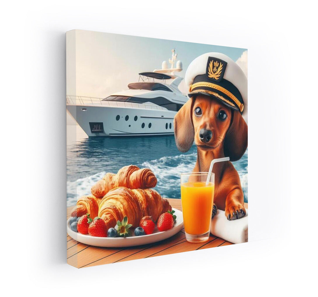 Sweet Captain on a Yacht: Morning by the Sea with Croissants and Orange Juice