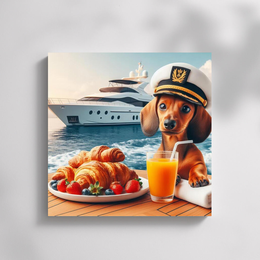 Sweet Captain on a Yacht: Morning by the Sea with Croissants and Orange Juice