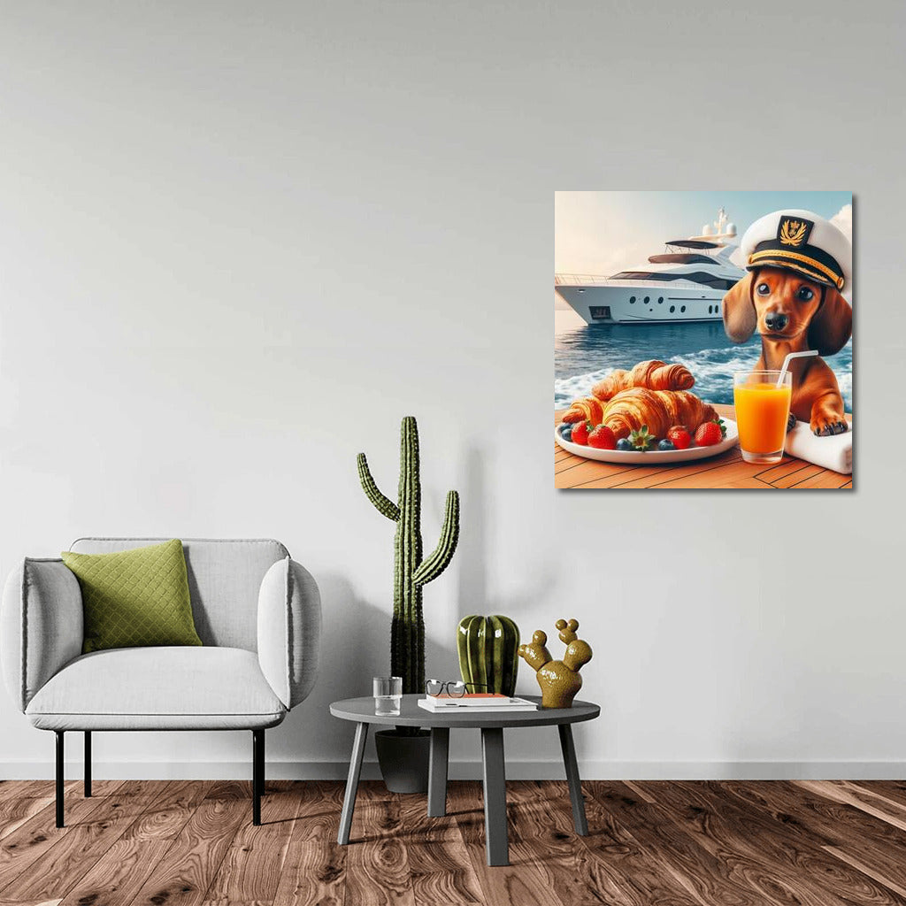 Sweet Captain on a Yacht: Morning by the Sea with Croissants and Orange Juice
