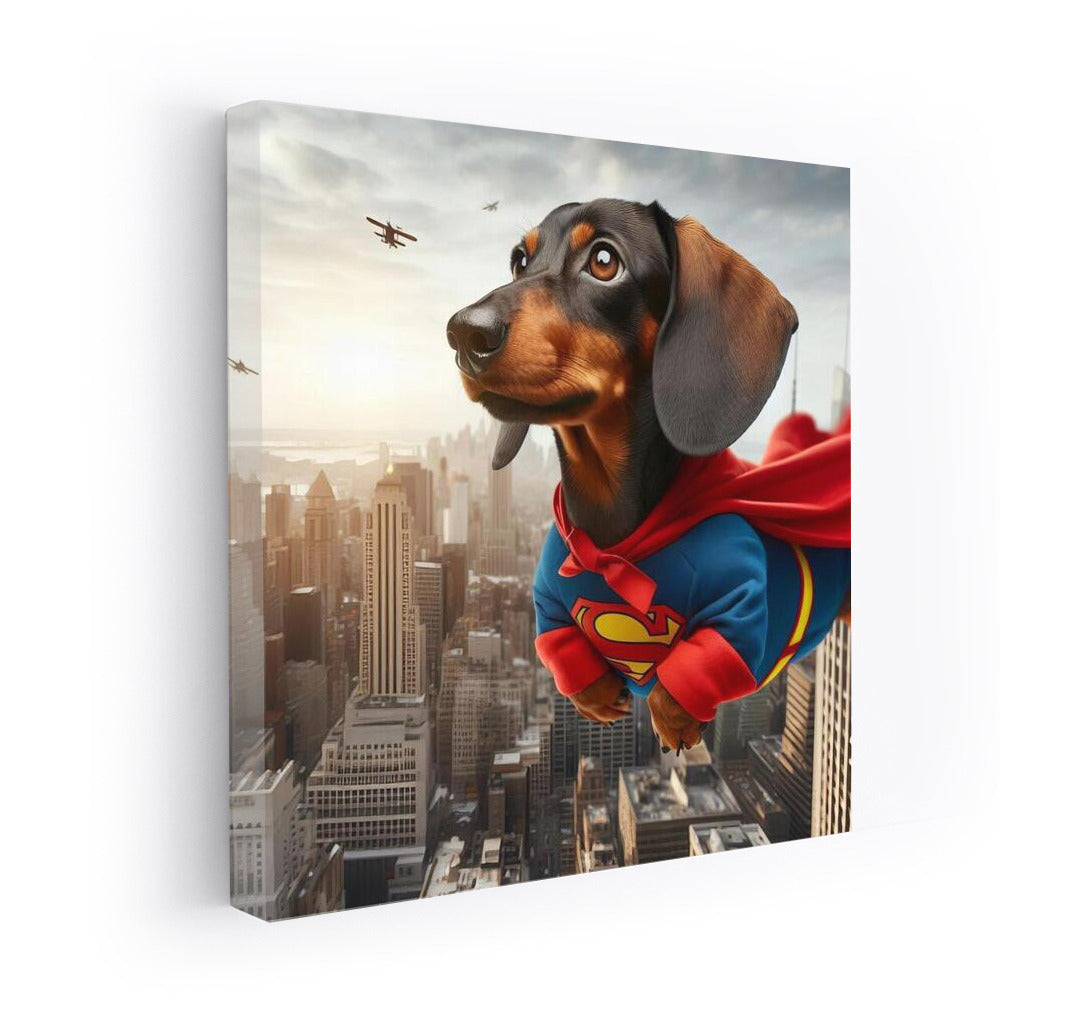 Superdog in Flight: Heroic Labrador Over the City