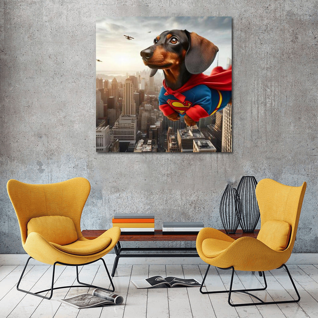 Superdog in Flight: Heroic Labrador Over the City