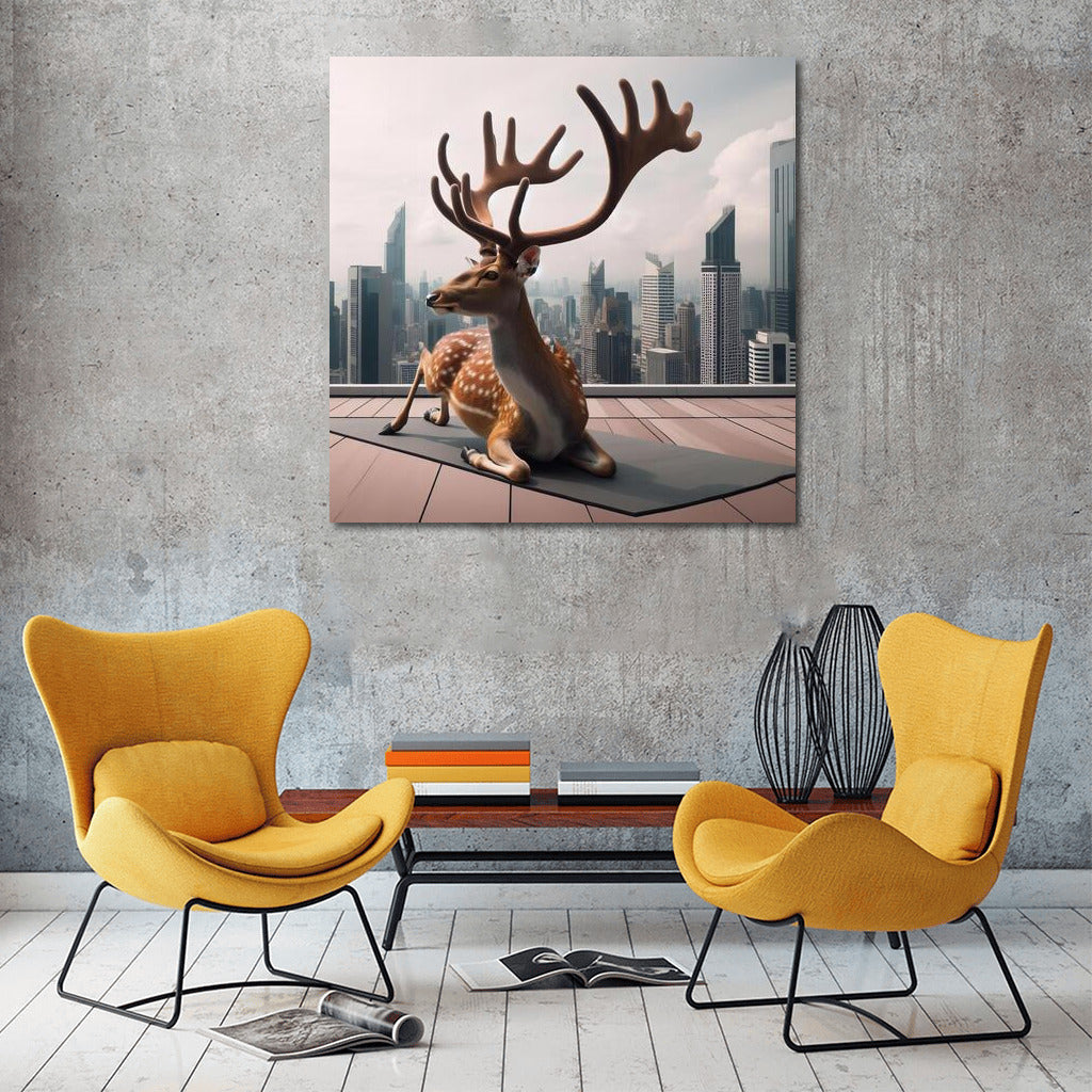 Yoga Deer on the Roof of a Metropolis: Harmony of Nature and the City
