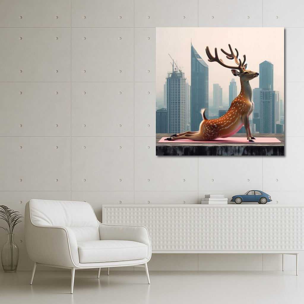 Deer Yoga on a Skyscraper Roof: Inspiration for Urban Dreamers