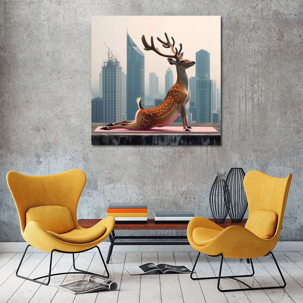 Deer Yoga on a Skyscraper Roof: Inspiration for Urban Dreamers