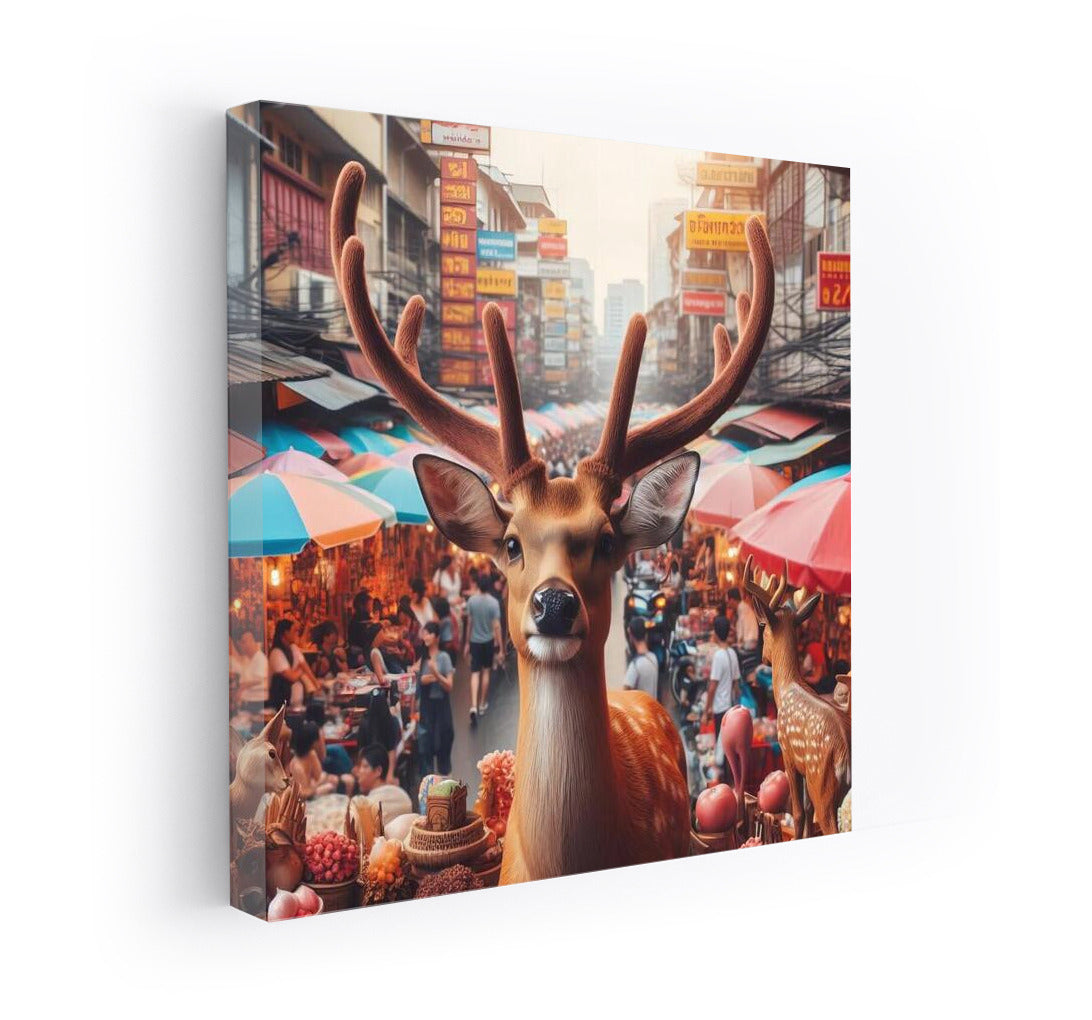 Deer at the Vibrant Bangkok Market: Exotics and Colors for the Interior