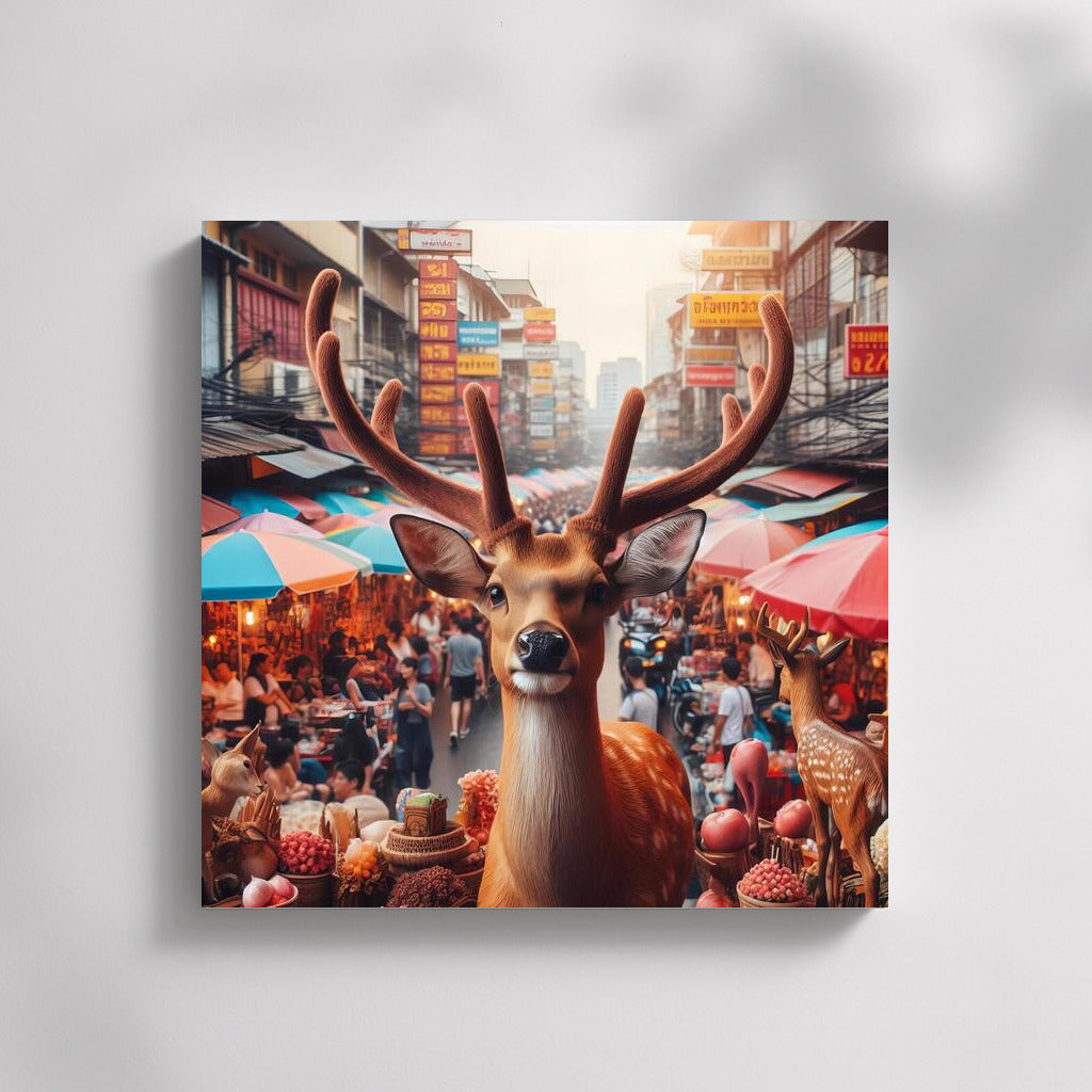 Deer at the Vibrant Bangkok Market: Exotics and Colors for the Interior