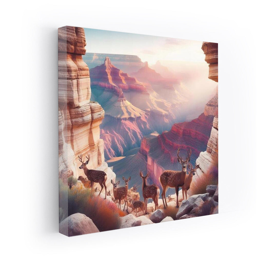 Deer on a hike: Grand Canyon and colorful rocks