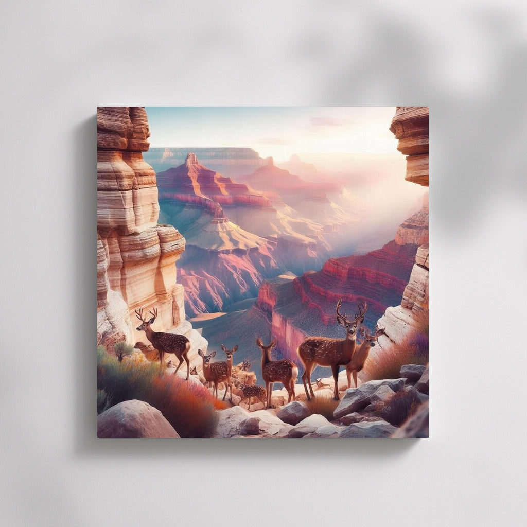 Deer on a hike: Grand Canyon and colorful rocks