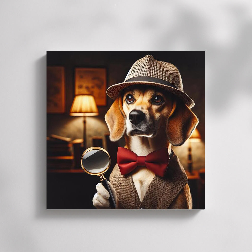 Sherlock Wormtail: The Charming Detective Dog with a Magnifying Glass and a Hat