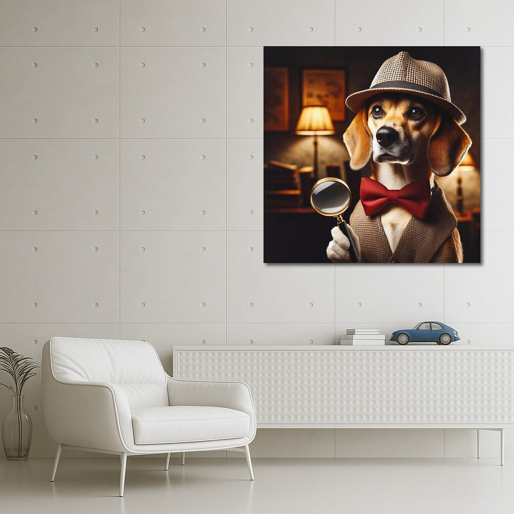 Sherlock Wormtail: The Charming Detective Dog with a Magnifying Glass and a Hat