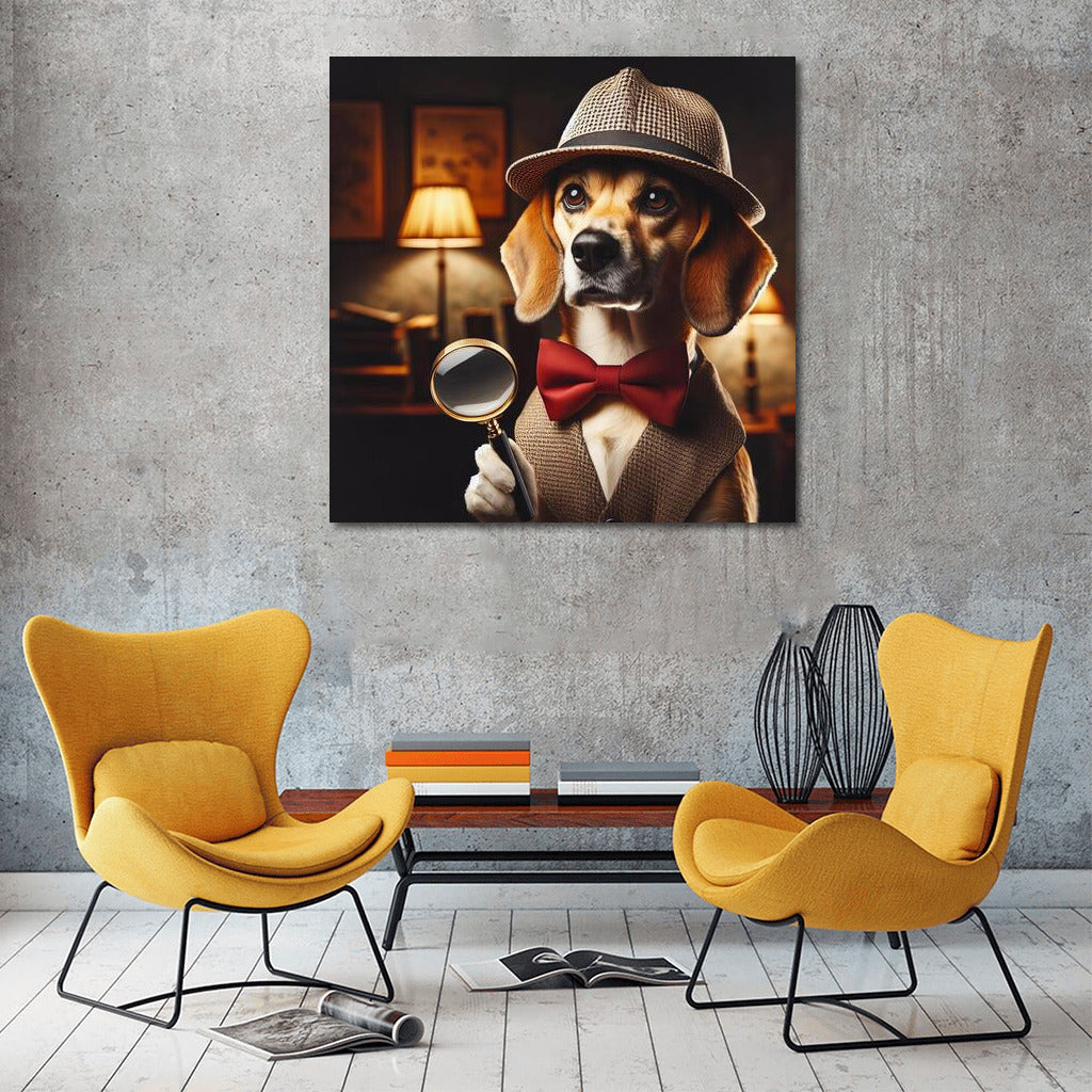 Sherlock Wormtail: The Charming Detective Dog with a Magnifying Glass and a Hat