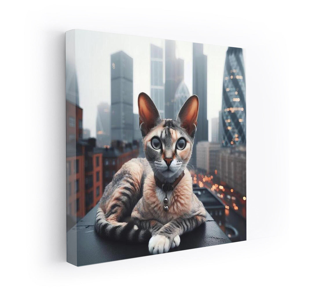 Stylish Devon Rex on a City Roof: Urban Charm
