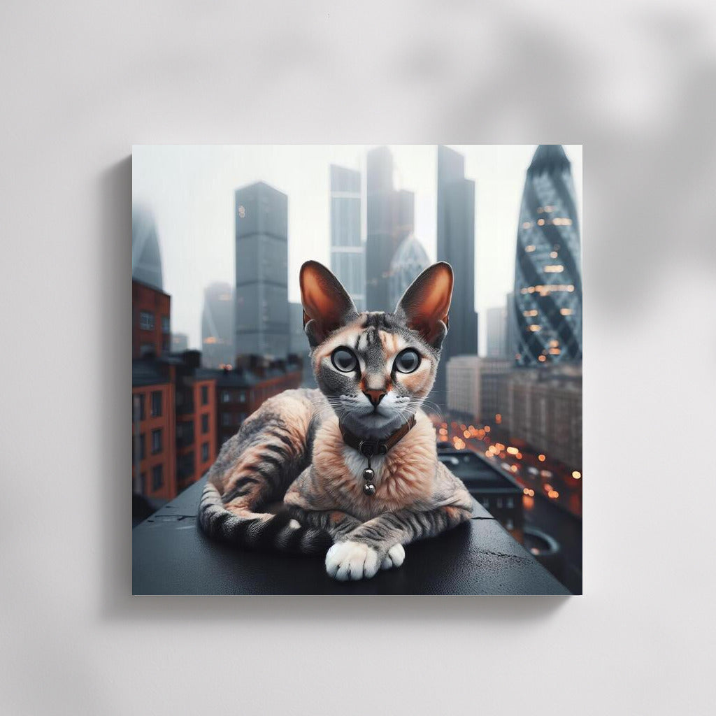 Stylish Devon Rex on a City Roof: Urban Charm