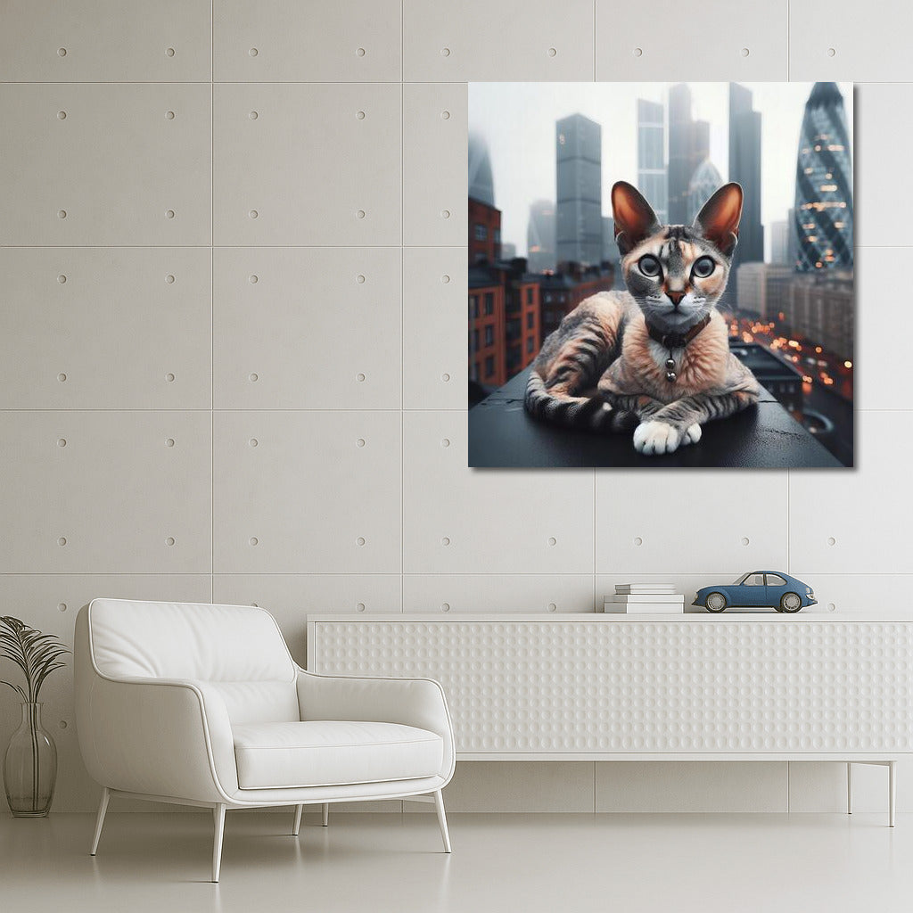 Stylish Devon Rex on a City Roof: Urban Charm