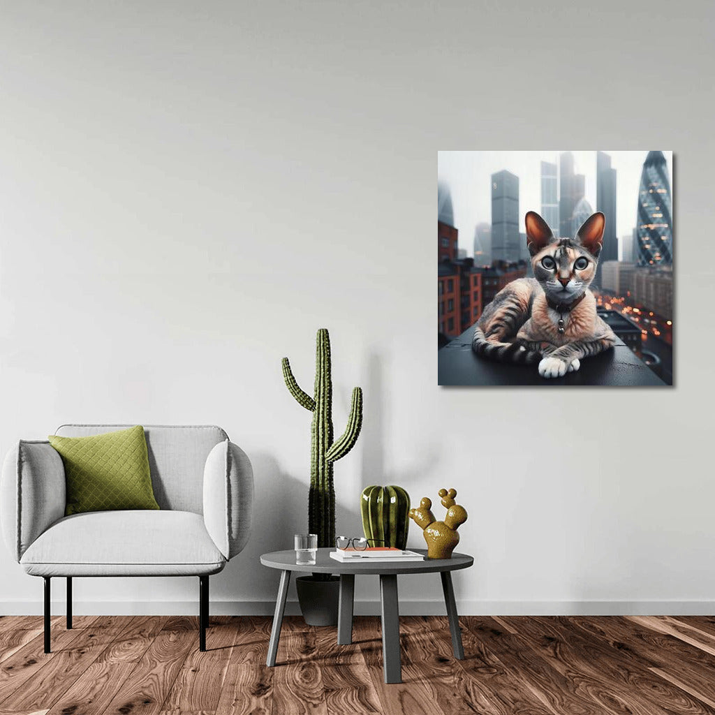 Stylish Devon Rex on a City Roof: Urban Charm