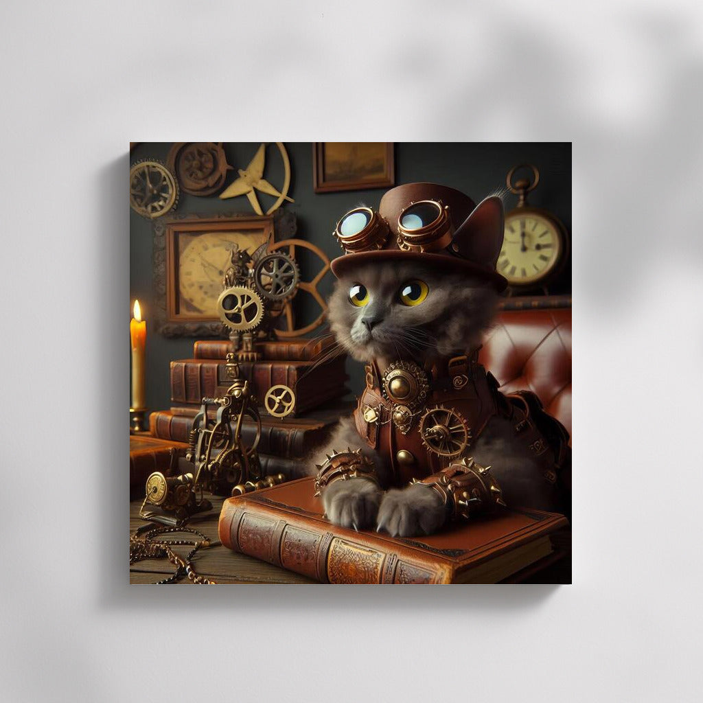 Steampunk Adventure with Devon Rex Cat: Clocks and Gears