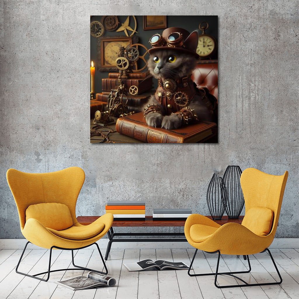 Steampunk Adventure with Devon Rex Cat: Clocks and Gears