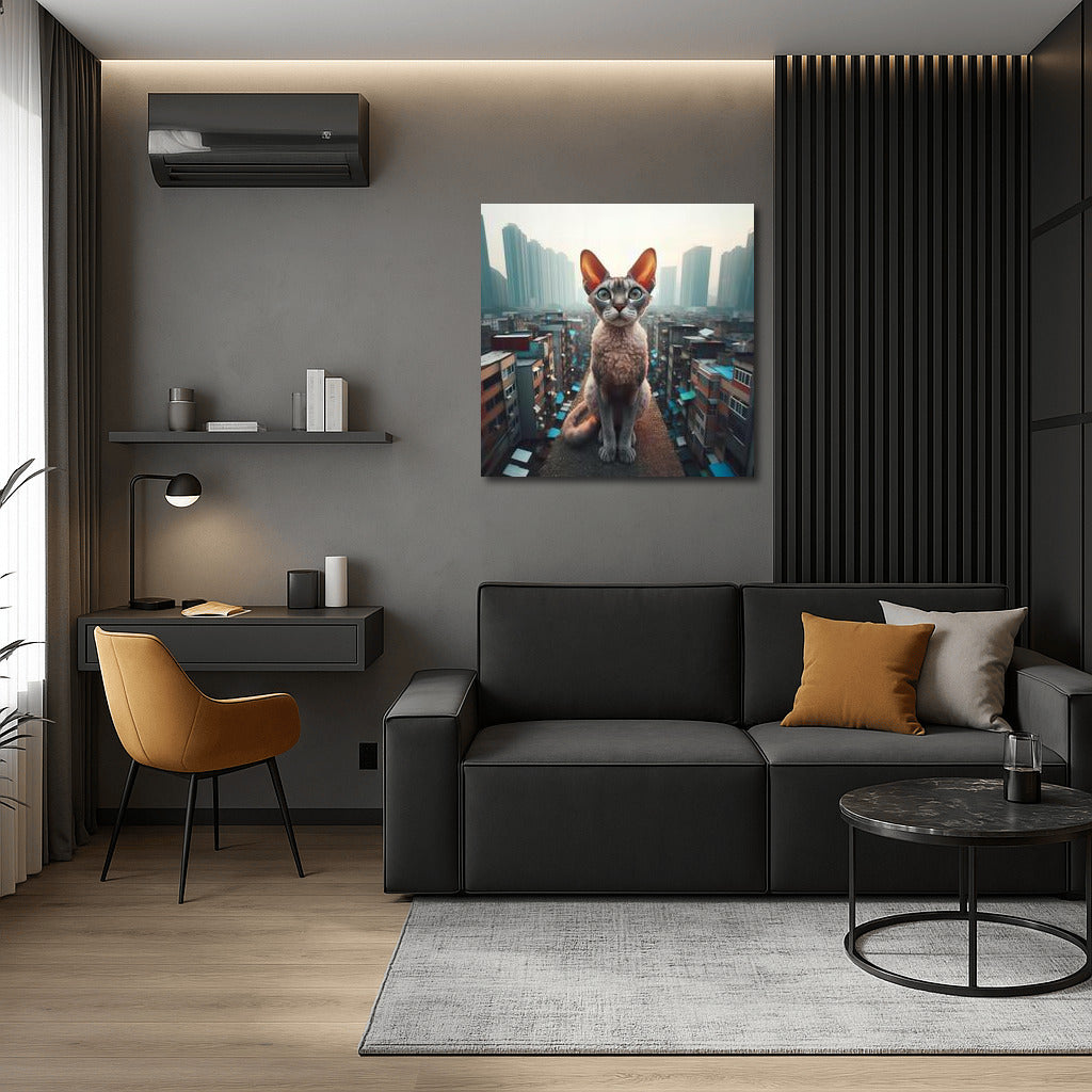 Devon Rex on the roof of a metropolis: Urban magic in your interior