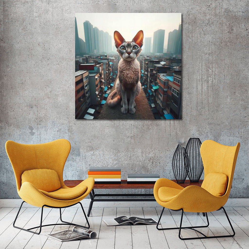 Devon Rex on the roof of a metropolis: Urban magic in your interior