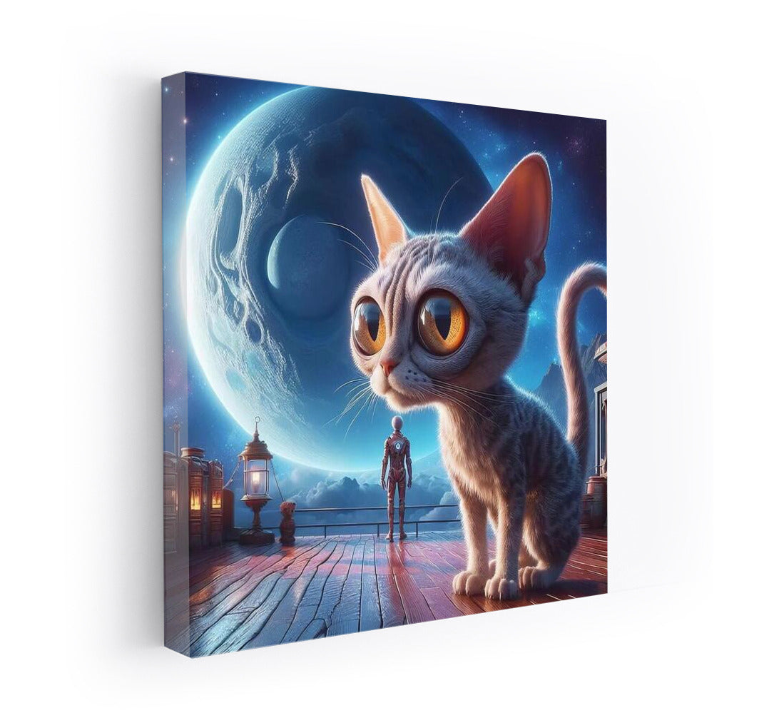 Space Odyssey with Devon Rex: Cat and Moon