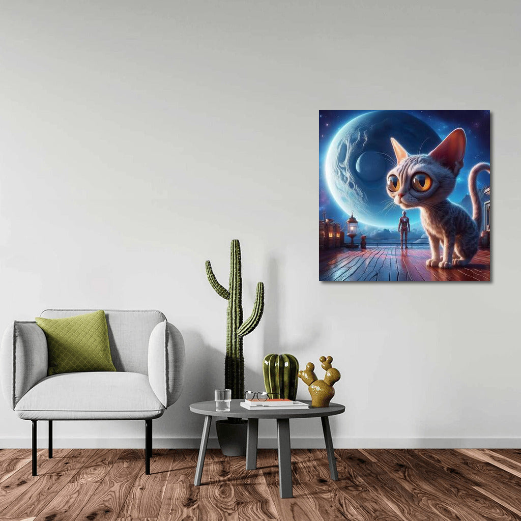 Space Odyssey with Devon Rex: Cat and Moon