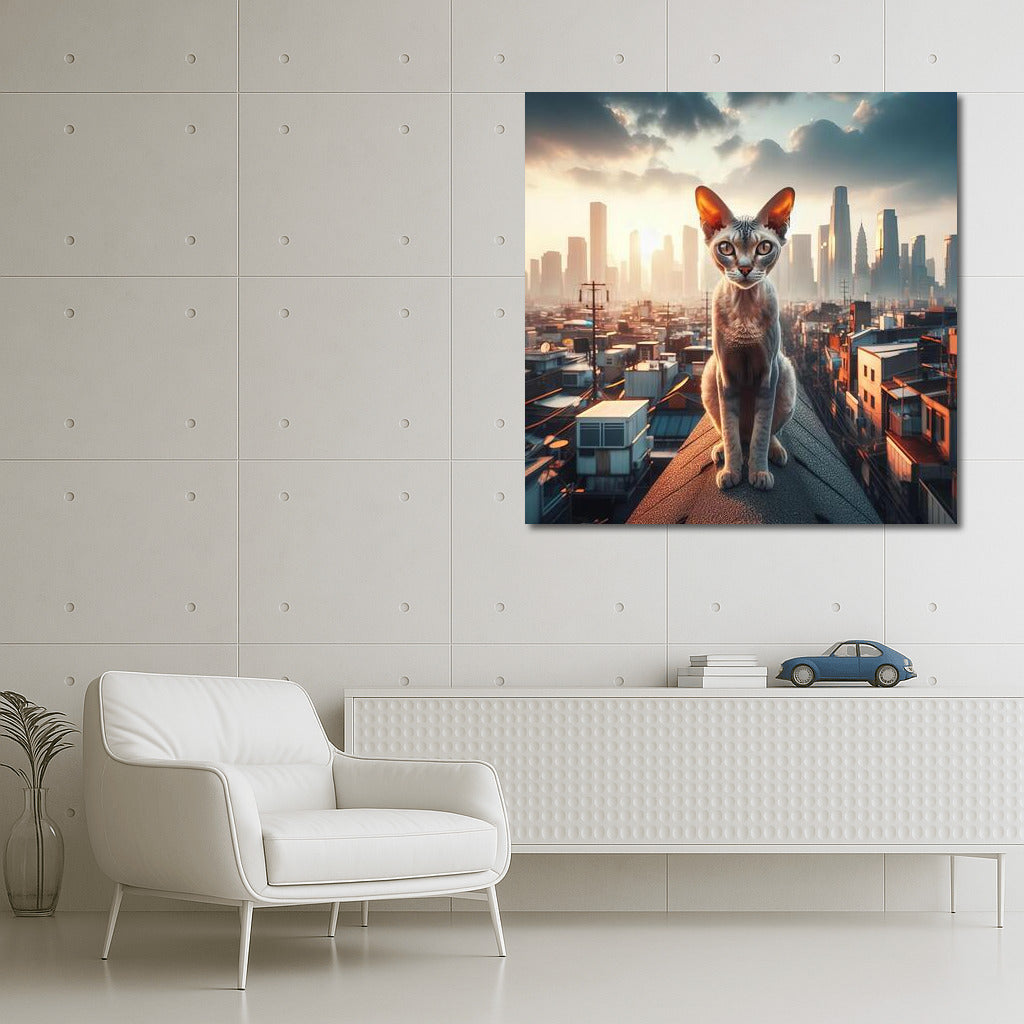 Devon Rex on City Rooftops: Adventure and Freedom in the Interior