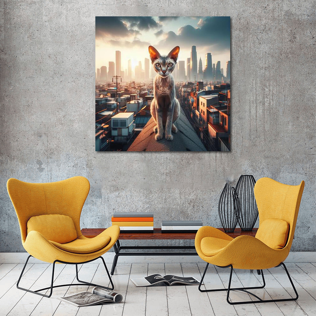 Devon Rex on City Rooftops: Adventure and Freedom in the Interior